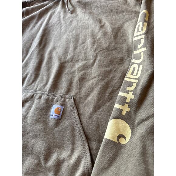 Carhartt Loose Fit L Tall Sage Green Hoodie Sweatshirt Sleeve Hit Logo - Picture 3 of 8